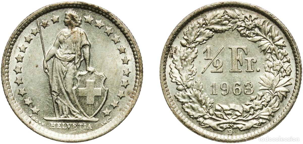 Material numism&aacute;tico: Switzerland Federal State 1963 B &frac12; Franc (Helvetia standing; silver) Silver (.835) (.165 copper) Be