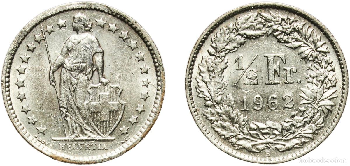 Material numism&aacute;tico: Switzerland Federal State 1962 B &frac12; Franc (Helvetia standing; silver) Silver (.835) (.165 copper) Be