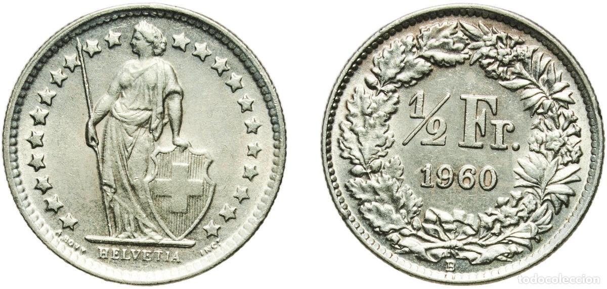 Material numism&aacute;tico: Switzerland Federal State 1960 B &frac12; Franc (Helvetia standing; silver) Silver (.835) (.165 copper) Be