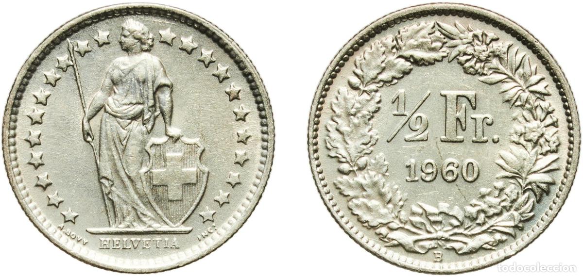 Material numism&aacute;tico: Switzerland Federal State 1960 B &frac12; Franc (Helvetia standing; silver) Silver (.835) (.165 copper) Be