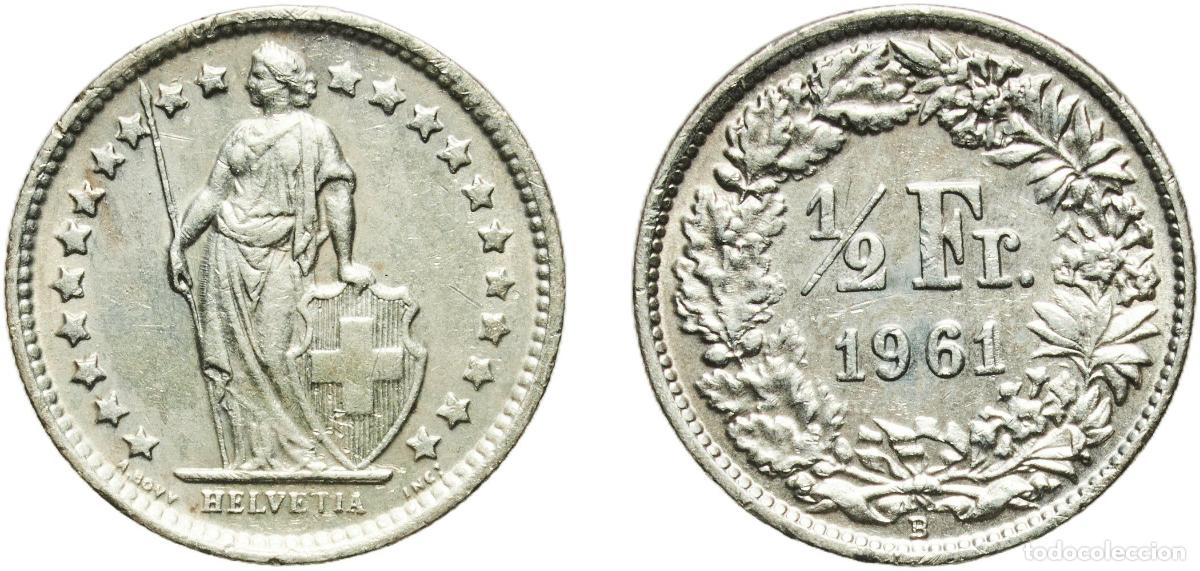 Material numism&aacute;tico: Switzerland Federal State 1961 B &frac12; Franc (Helvetia standing; silver) Silver (.835) (.165 copper) Be