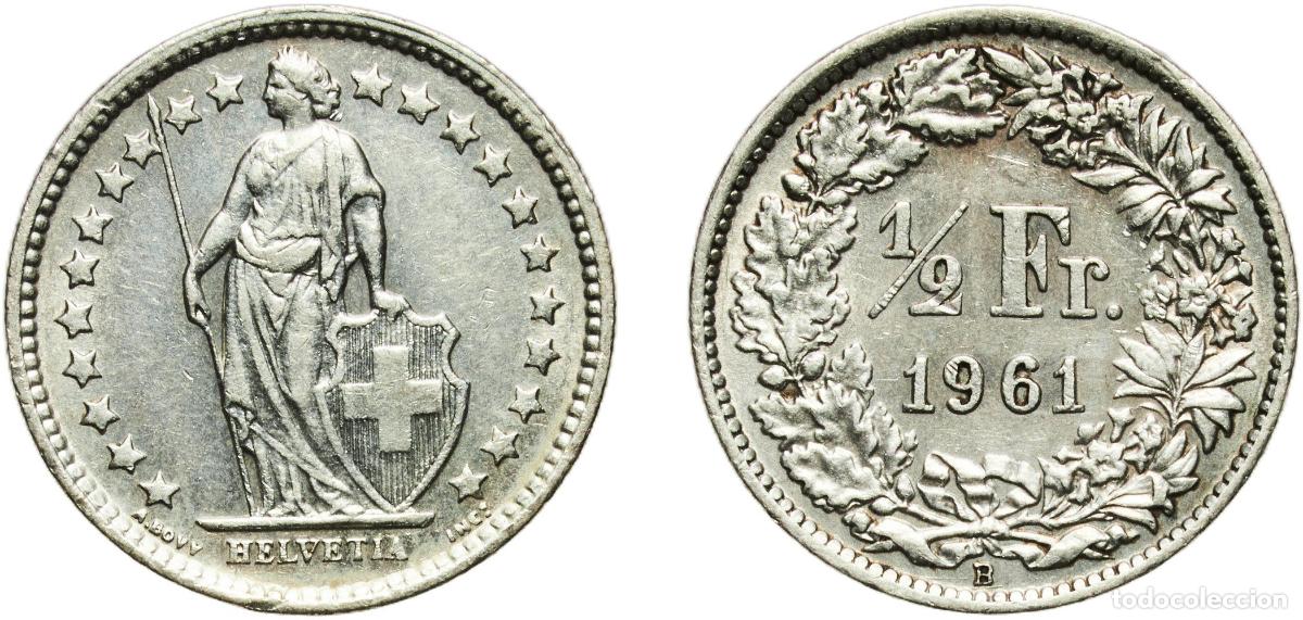 Material numism&aacute;tico: Switzerland Federal State 1961 B &frac12; Franc (Helvetia standing; silver) Silver (.835) (.165 copper) Be