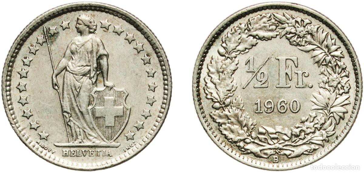 Material numism&aacute;tico: Switzerland Federal State 1960 B &frac12; Franc (Helvetia standing; silver) Silver (.835) (.165 copper) Be