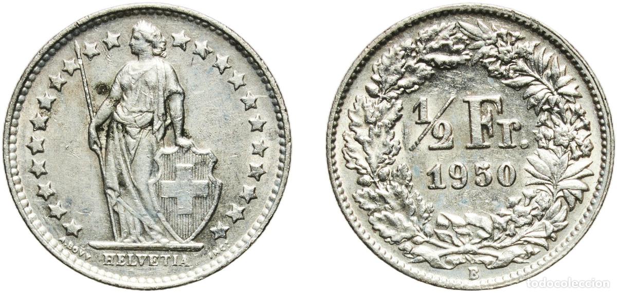 Material numism&aacute;tico: Switzerland Federal State 1950 B &frac12; Franc (Helvetia standing; silver) Silver (.835) (.165 copper) Be
