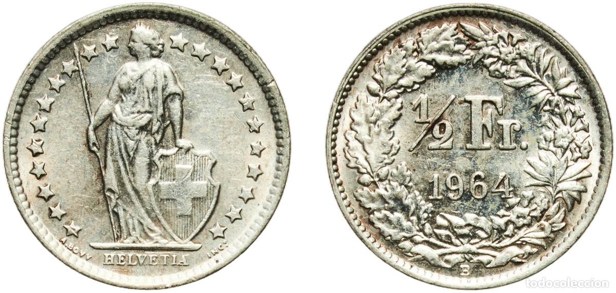 Material numism&aacute;tico: Switzerland Federal State 1964 B &frac12; Franc (Helvetia standing; silver) Silver (.835) (.165 copper) Be