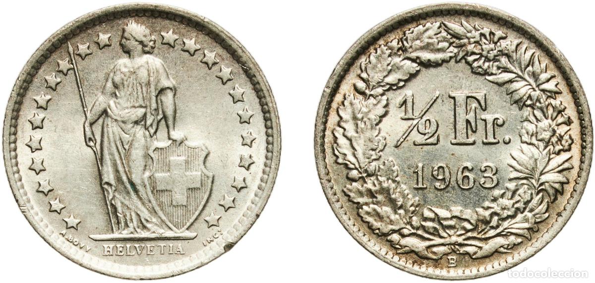 Material numism&aacute;tico: Switzerland Federal State 1963 B &frac12; Franc (Helvetia standing; silver) Silver (.835) (.165 copper) Be