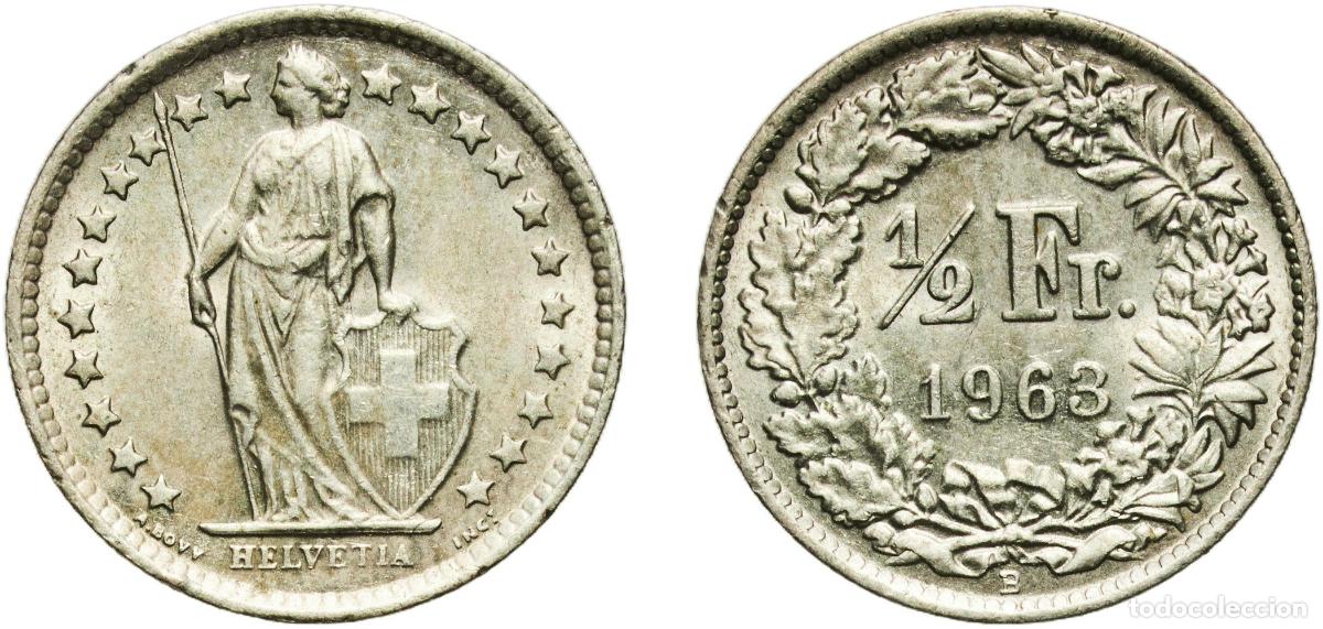 Mat&eacute;riel numismatique: Switzerland Federal State 1963 B &frac12; Franc (Helvetia standing; silver) Silver (.835) (.165 copper) Be