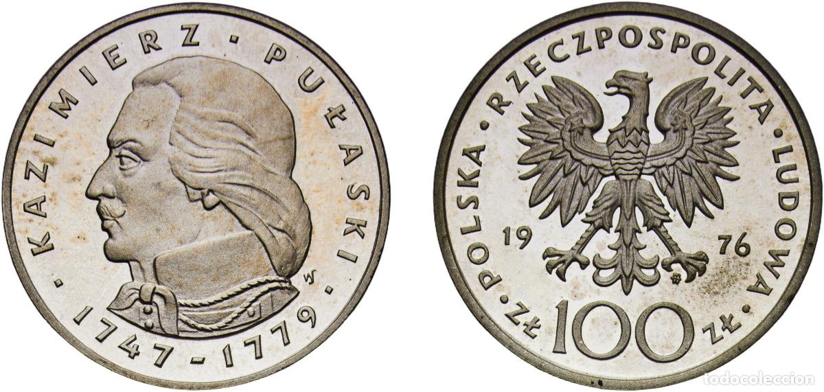 Material numism&aacute;tico: Poland People's Republic 1976 MW 100 Zlotys (Kazimierz Pułaski) Silver (.625) Mint of Poland (10033