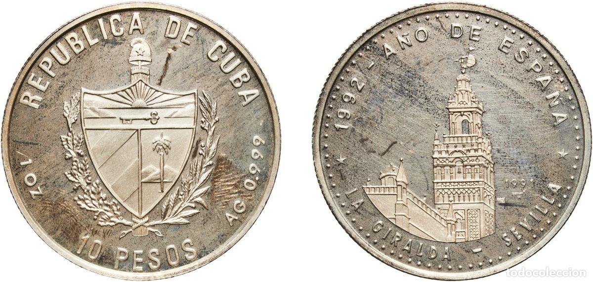 Material numism&aacute;tico: Cuba First Republic 1991 10 Pesos (La Giralda Tower) Silver (.999) Empresa Cubana de Acu&ntilde;aciones Mi