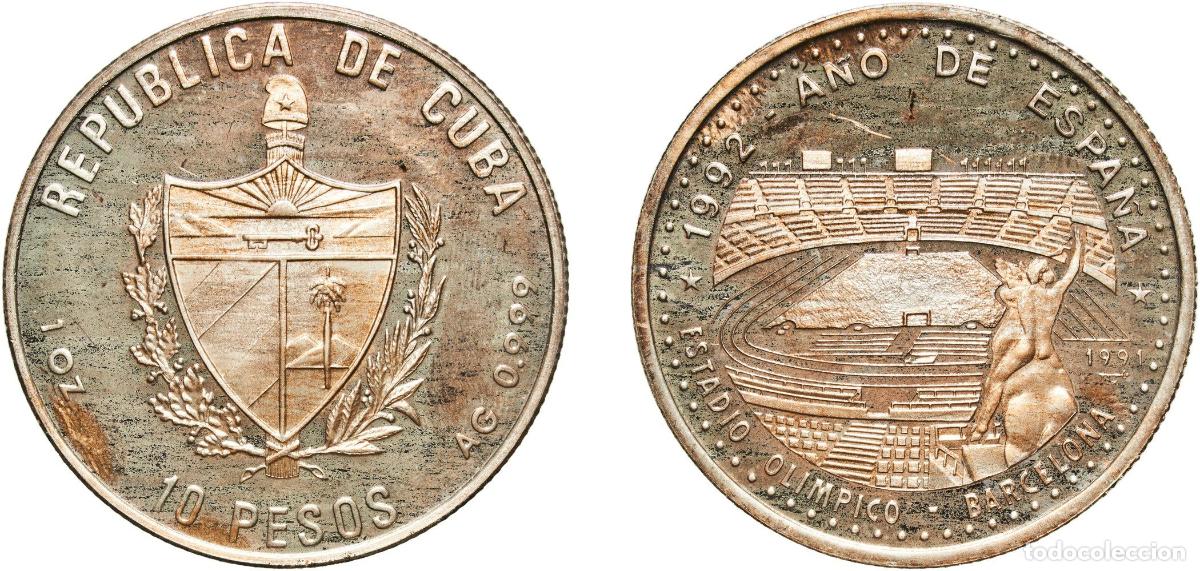 Material numism&aacute;tico: Cuba Second Republic 1991 10 Pesos (Barcelona Olympic Stadium) Silver (.999) Empresa Cubana de Acu&ntilde;