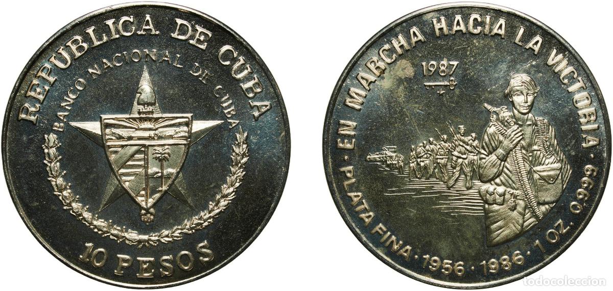 Material numism&aacute;tico: Cuba Second Republic 1987 10 Pesos (March towards Victory) Silver (.999) Empresa Cubana de Acu&ntilde;acio