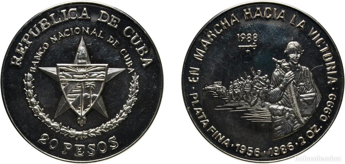 Mat&eacute;riel numismatique: Cuba Second Republic 1988 20 Pesos (March Towards Victory) Silver (.999) Empresa Cubana de Acu&ntilde;acio