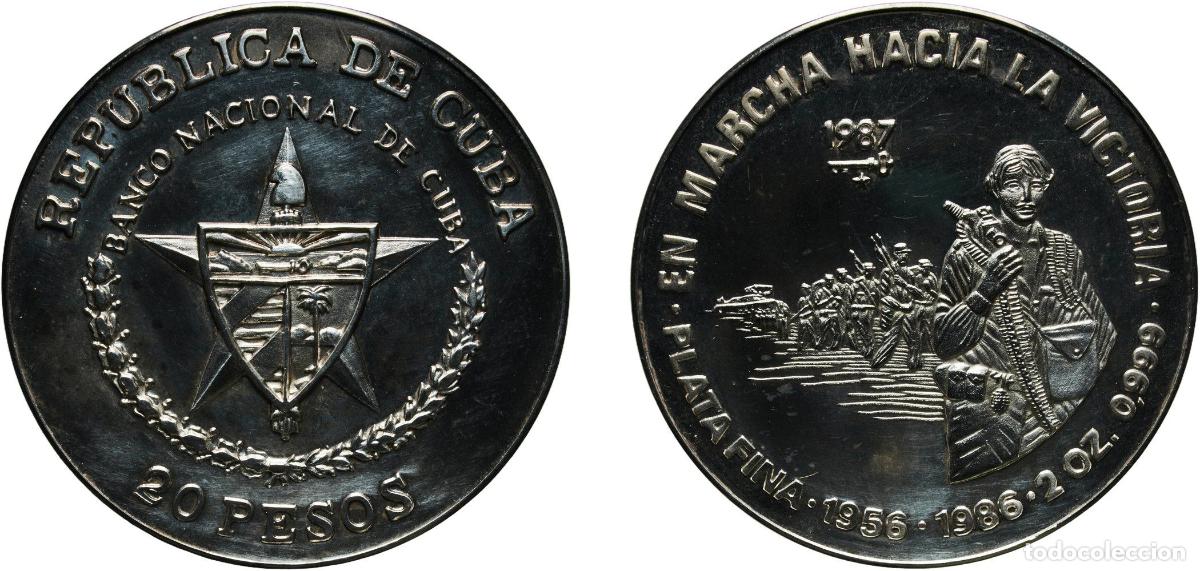 Mat&eacute;riel numismatique: Cuba Second Republic 1987 20 Pesos (March Towards Victory) Silver (.999) Empresa Cubana de Acu&ntilde;acio