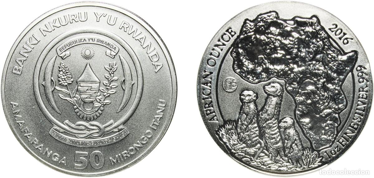 Material numism&aacute;tico: Rwanda Republic 2016 50 Amafaranga (Suricate) Silver (.999) B. H. Mayer Kunstprageanstalt Mint (100
