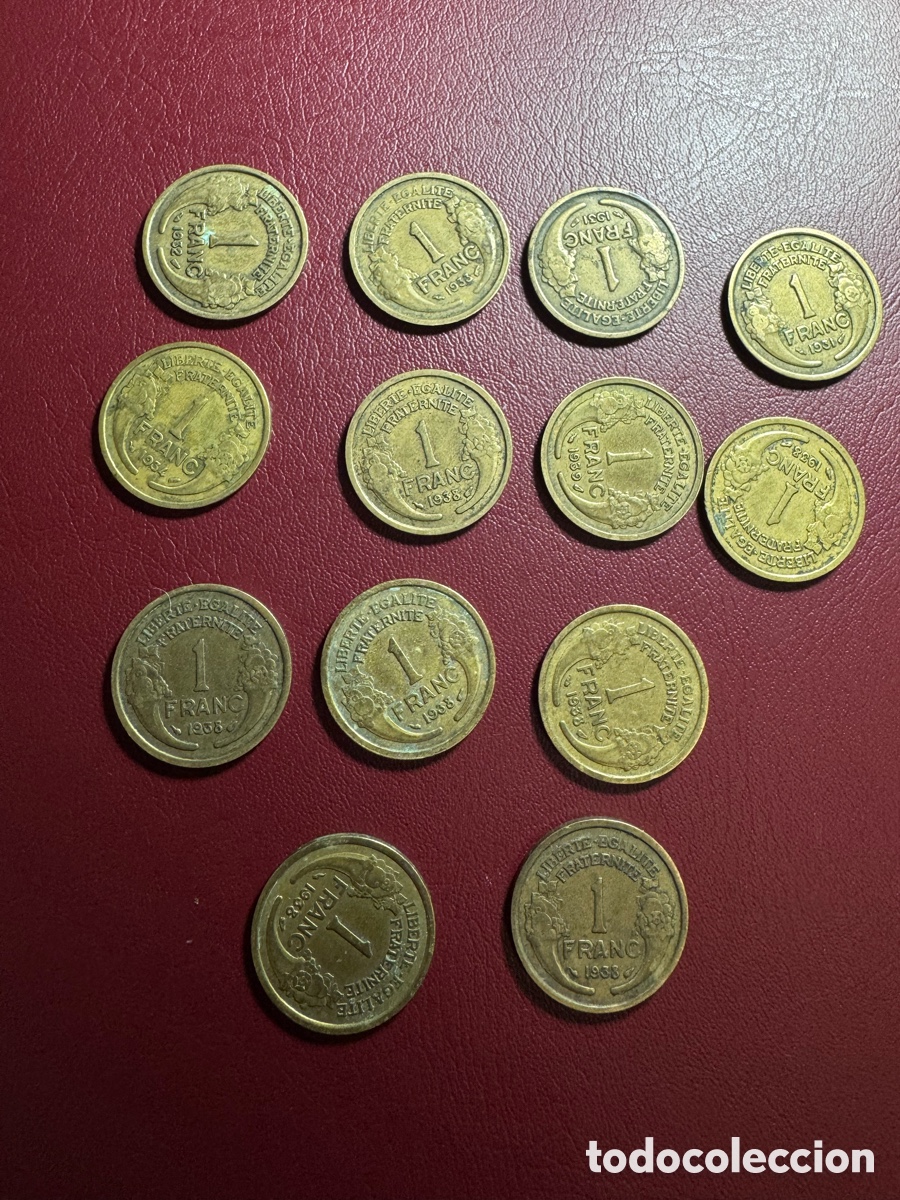 Material numism&aacute;tico: Lote de monedas de 1 franco antiguas - Foto 2