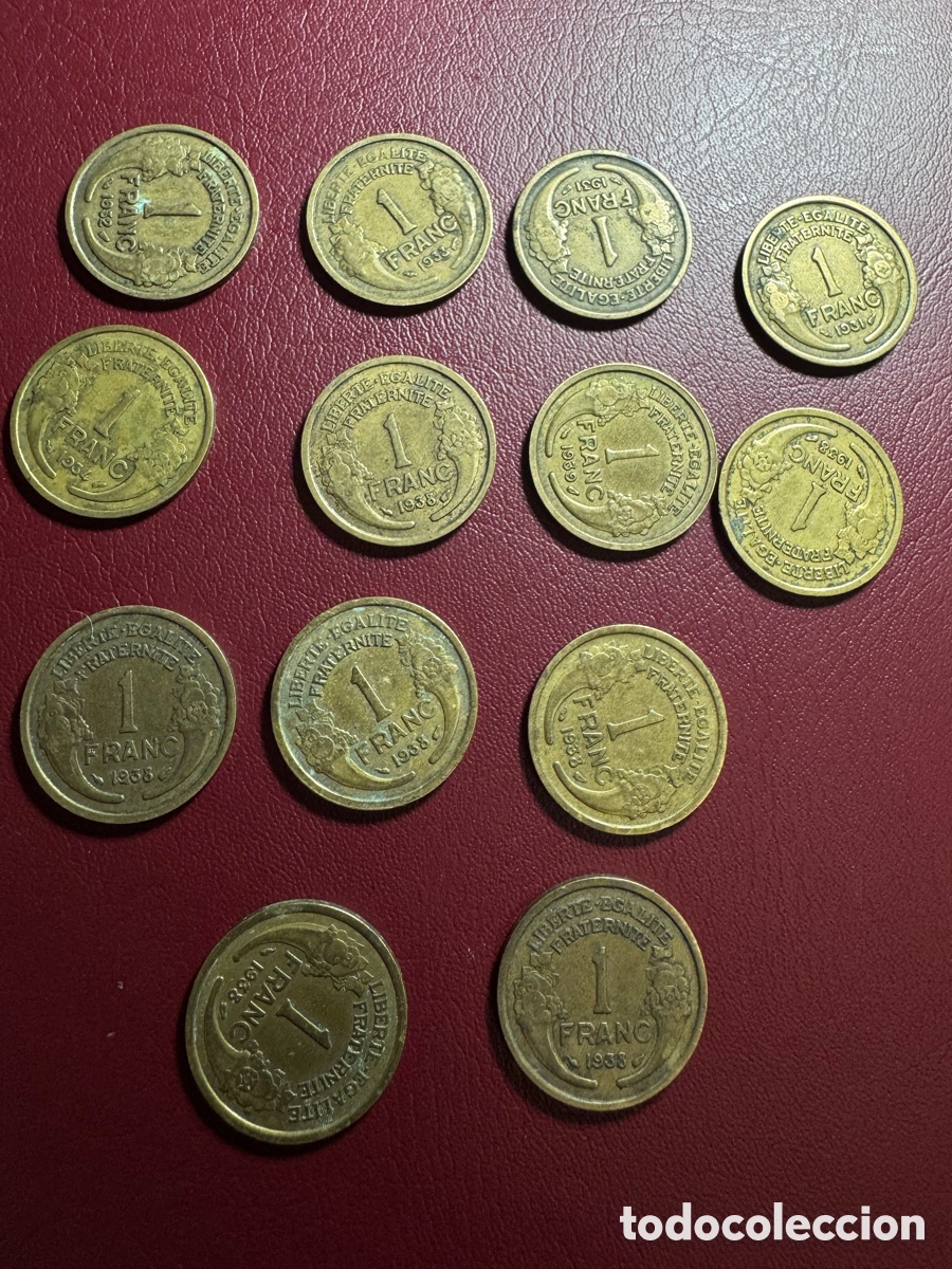 Material numism&aacute;tico: Lote de monedas de 1 franco antiguas - Foto 3
