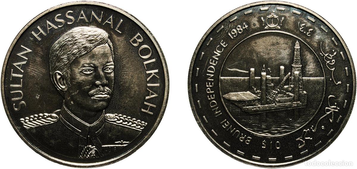 Material numism&aacute;tico: Brunei Darussalam AH1404 (1984) 10 Dollars - Hassanal Bolkiah (Independence Day) Copper-nickel Roya