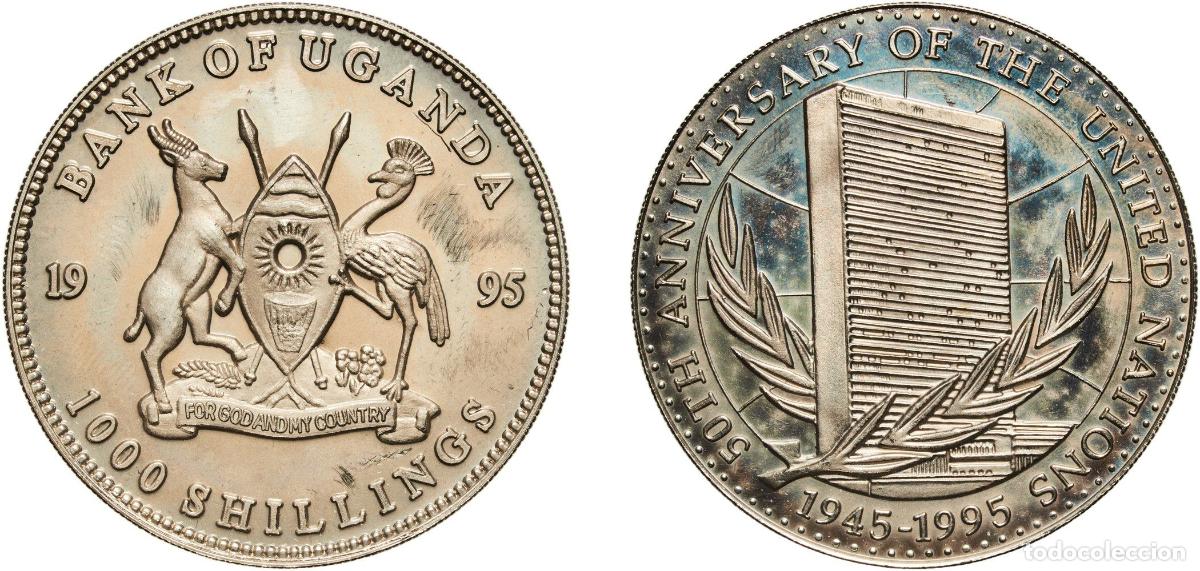 Material numism&aacute;tico: Uganda Republic 1995 1000 Shillings (United Nations) Copper-nickel 25g PF KM 40 Sch&ouml;n 46