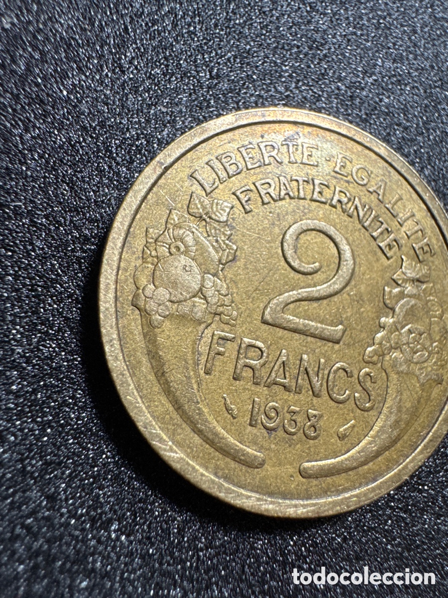 Material numism&aacute;tico: 2 francos tipo morlon 1938 - Foto 2