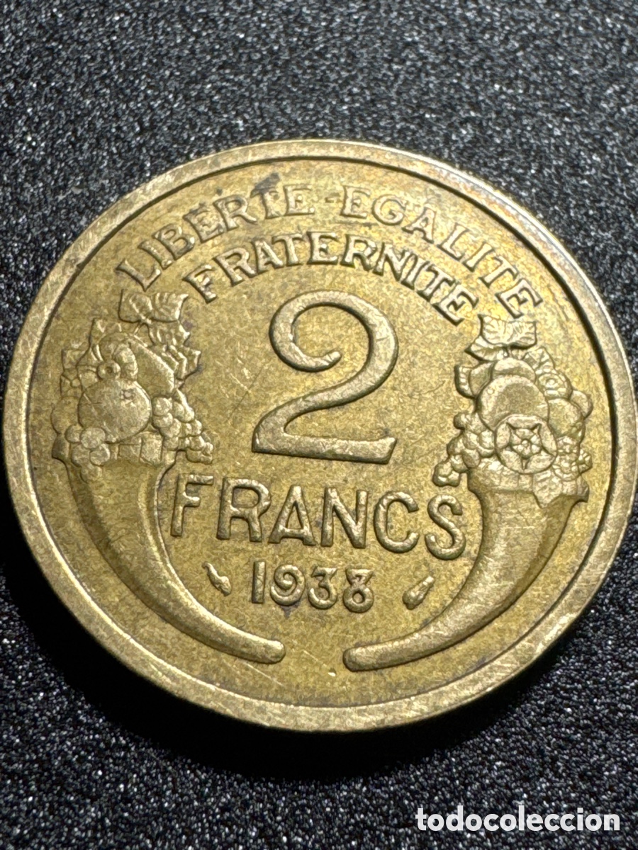 Material numism&aacute;tico: 2 francos tipo morlon 1938 - Foto 3