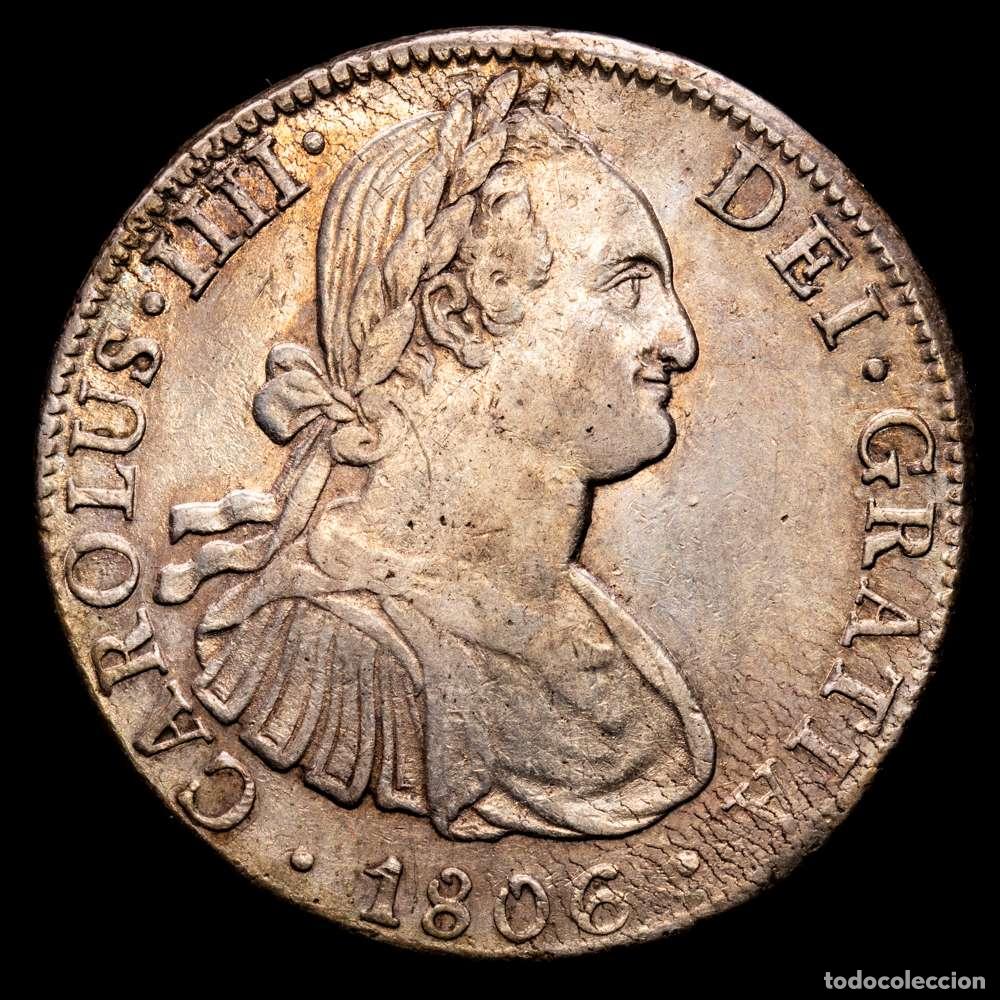 Material numism&aacute;tico: Carlos IV (1788-1808). 8 reales. 1806. M&eacute;xico. TH. (Cal-984). Ag. 26,94 gramos. MBC+. Tono.