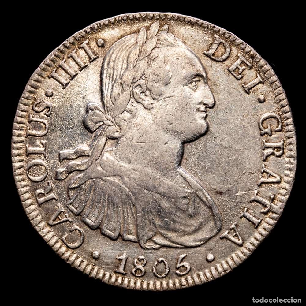 Material numism&aacute;tico: Carlos IV (1788-1808). 8 reales. 1805. M&eacute;xico. TH. (Cal-983). Ag. 26,94 gramos. MBC+.