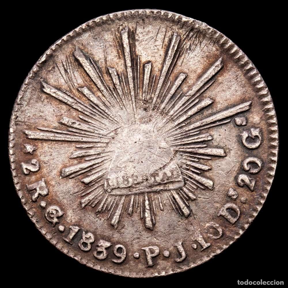 Material numism&aacute;tico: M&Eacute;XICO. 2 Reales, 1839-Go PJ. Ceca de Guanajuato. 6,10 gr. KM-374.8. VF. Tono.