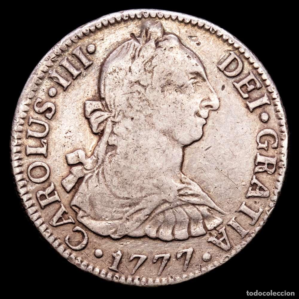 Material numism&aacute;tico: Carlos III (1759-1788). 2 reales. 1777. M&eacute;xico. FM. (Cal-663). Ag. 6,62 gramos. MBC.