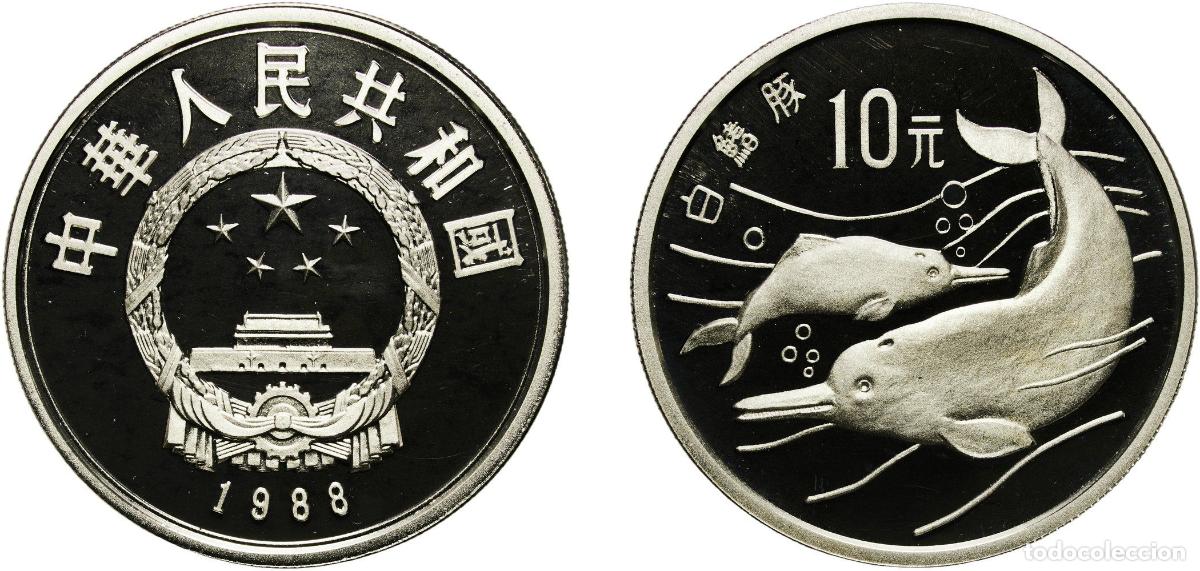 Material numism&aacute;tico: China People's Republic of China 1988 10 Yuan (Baiji Dolphin) Silver (.925) Shenyang Mint (50000) 2