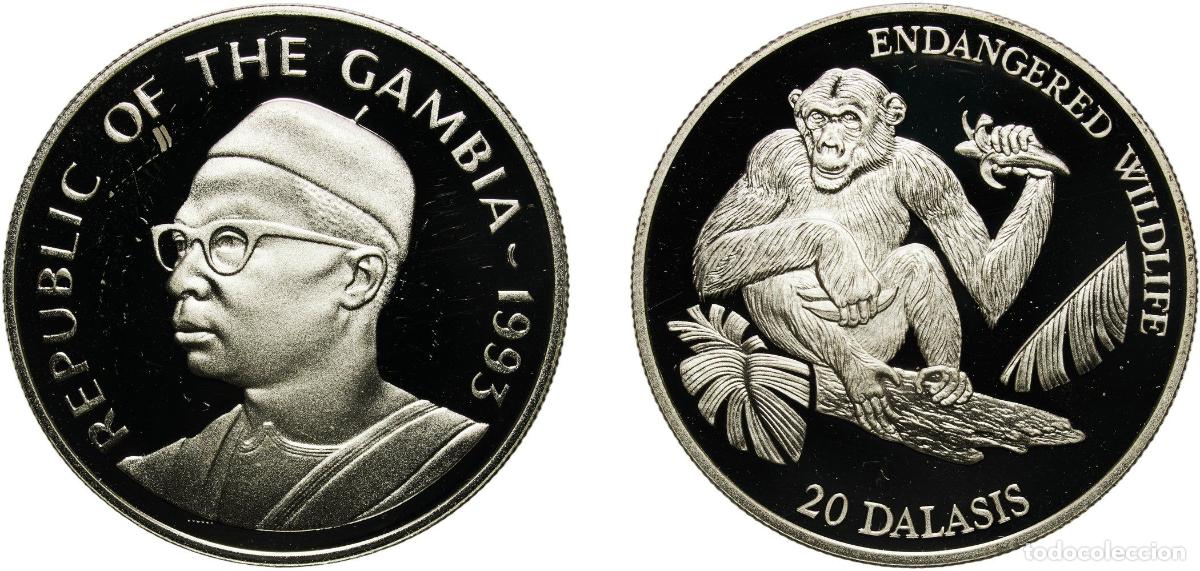 Material numism&aacute;tico: The Gambia Republic 1994 20 Dalasis (Endangered Wildlife) Silver (.925) (15000) 31.5g PF KM 38 Sch