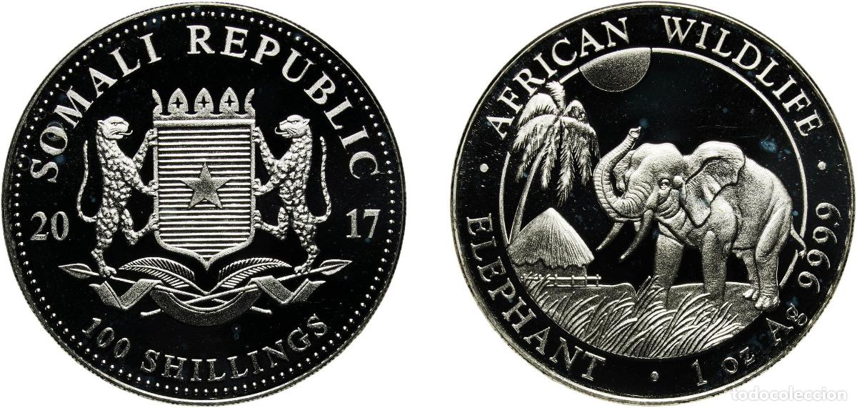Material numism&aacute;tico: Somalia Republic 2017 100 Shillings (Elephant) Silver (.9999) Munich Mint 31.23g PF KM 271