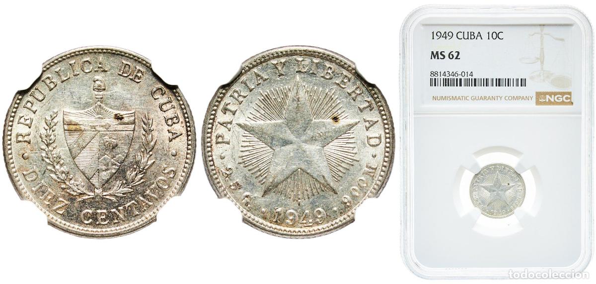 Material numism&aacute;tico: Cuba First Republic 1949 10 Centavos Silver (.900) (silver 90%, copper 10%) Philadelphia Mint (9880