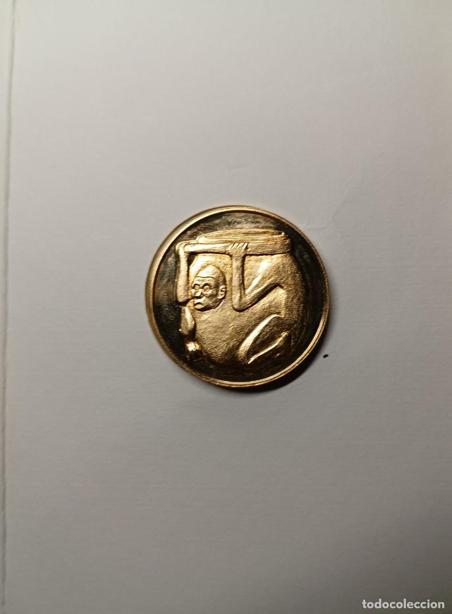 Numismatic Material: MONEDA VASIJA OBSIDIANA DE MONO MEXICA-PLATA LEY 925 RECUBIERTA ORO 24 KIL.A&Ntilde;O 1.989.