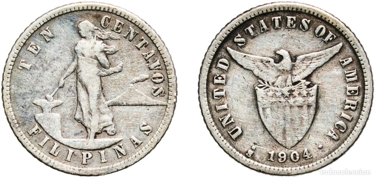 Material numism&aacute;tico: Philippines Insular Government 1904 S 10 Centavos (Large type) Silver (.900) (Copper .100) San Fran
