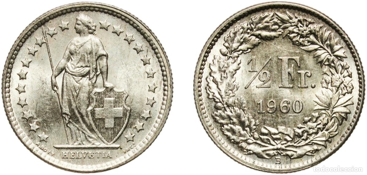 Material numism&aacute;tico: Switzerland Federal State 1960 B &frac12; Franc (Helvetia standing; silver) Silver (.835) (.165 copper) Be