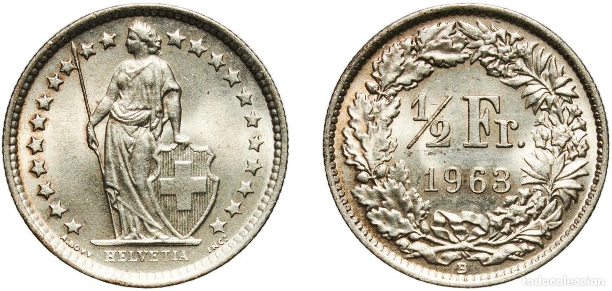 Material numism&aacute;tico: Switzerland Federal State 1963 B &frac12; Franc (Helvetia standing; silver) Silver (.835) (.165 copper) Be