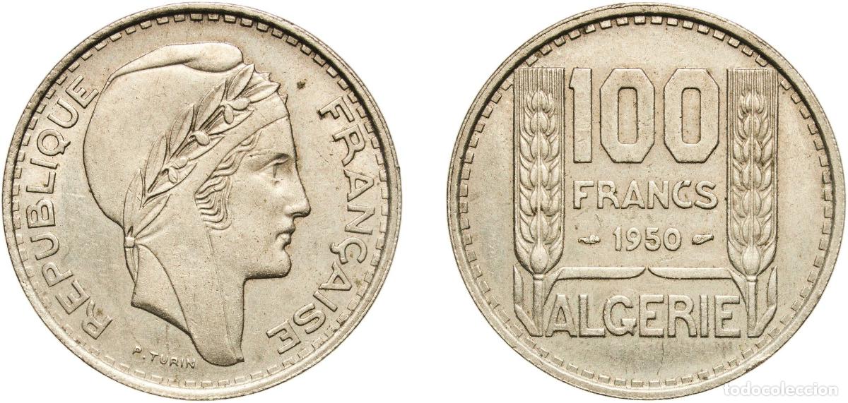 Material numism&aacute;tico: Algeria French Overseas Department 1950 100 Francs Copper-nickel (75% Copper, 25% Nickel) Paris Min