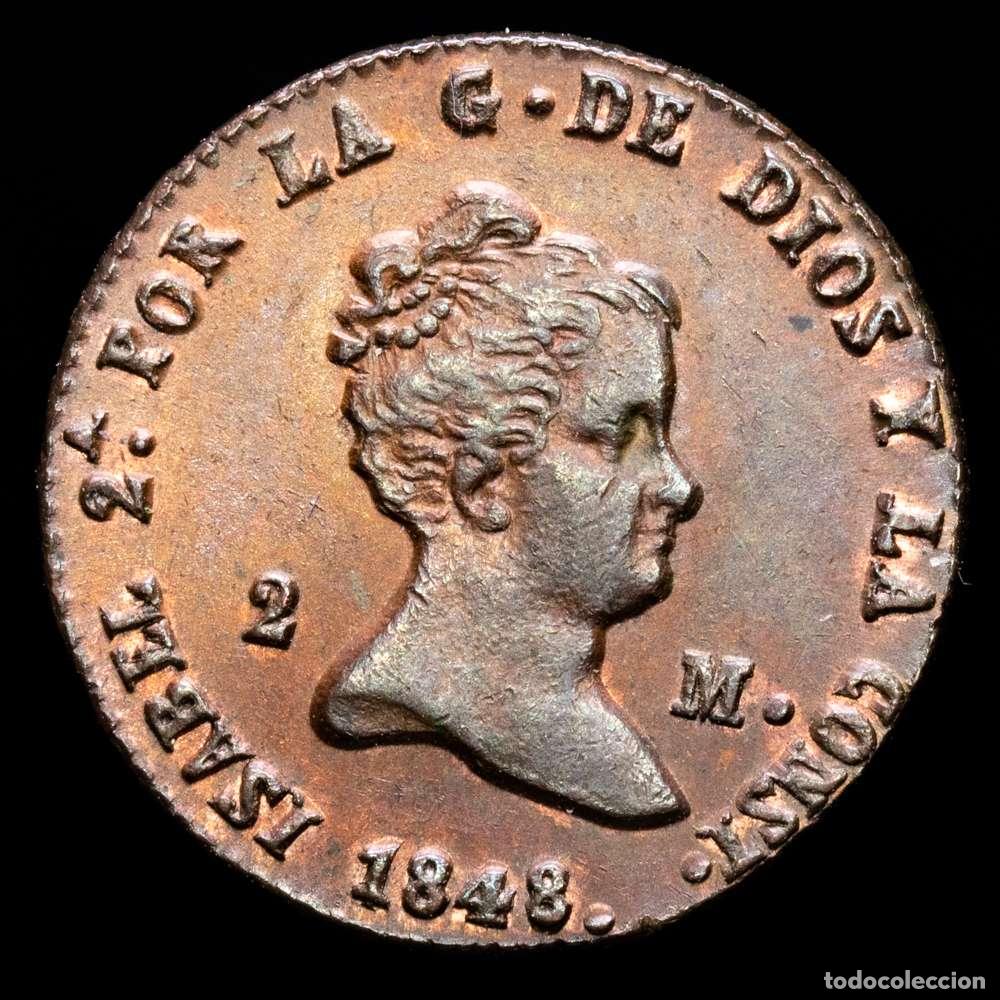 Material numism&aacute;tico: Isabel II. 2 Maraved&iacute;s (2,56 g.).1848. Segovia. AC-60. XF+. R.B.O.