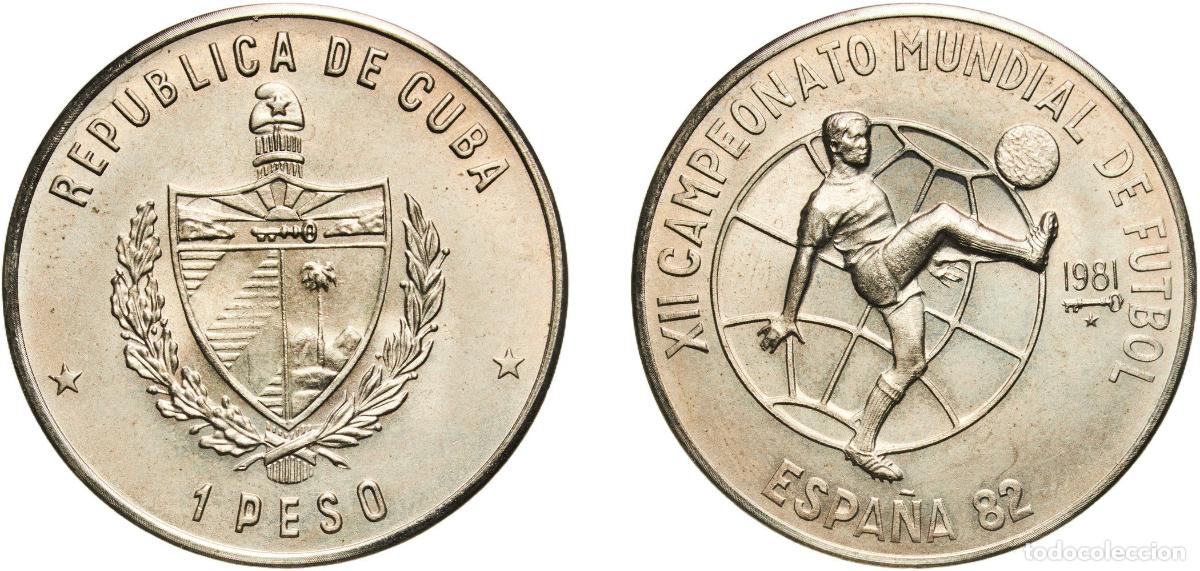 Material numism&aacute;tico: Cuba Second Republic 1981 1 Peso (World Championship Spain '82) Copper-nickel Empresa Cubana de Acu