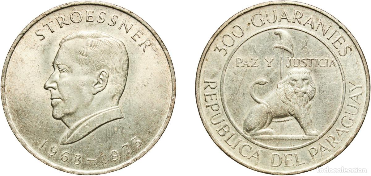 Material numism&aacute;tico: Paraguay Republic 1973 300 Guaran&iacute;es (4th Term of President Stroessner) Silver (.720) (Copper .280)