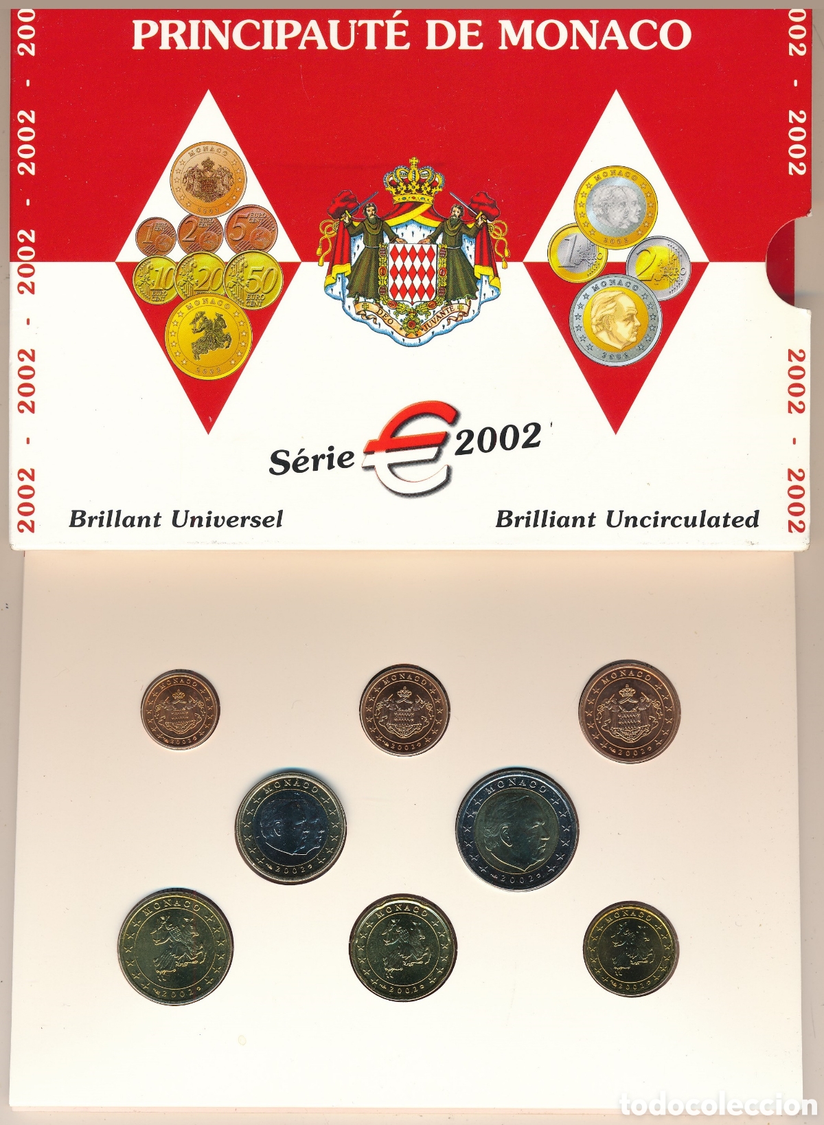 Numismatisches Material: Cartera 8 monedas euro MONACO 2002 (SC) BU Especial Edici&oacute;n