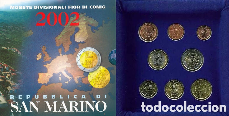 Materiale numismatico: Monedas: Cartera oficial SAN MARINO 2002 BU (8 monedas) primera edici&oacute;n