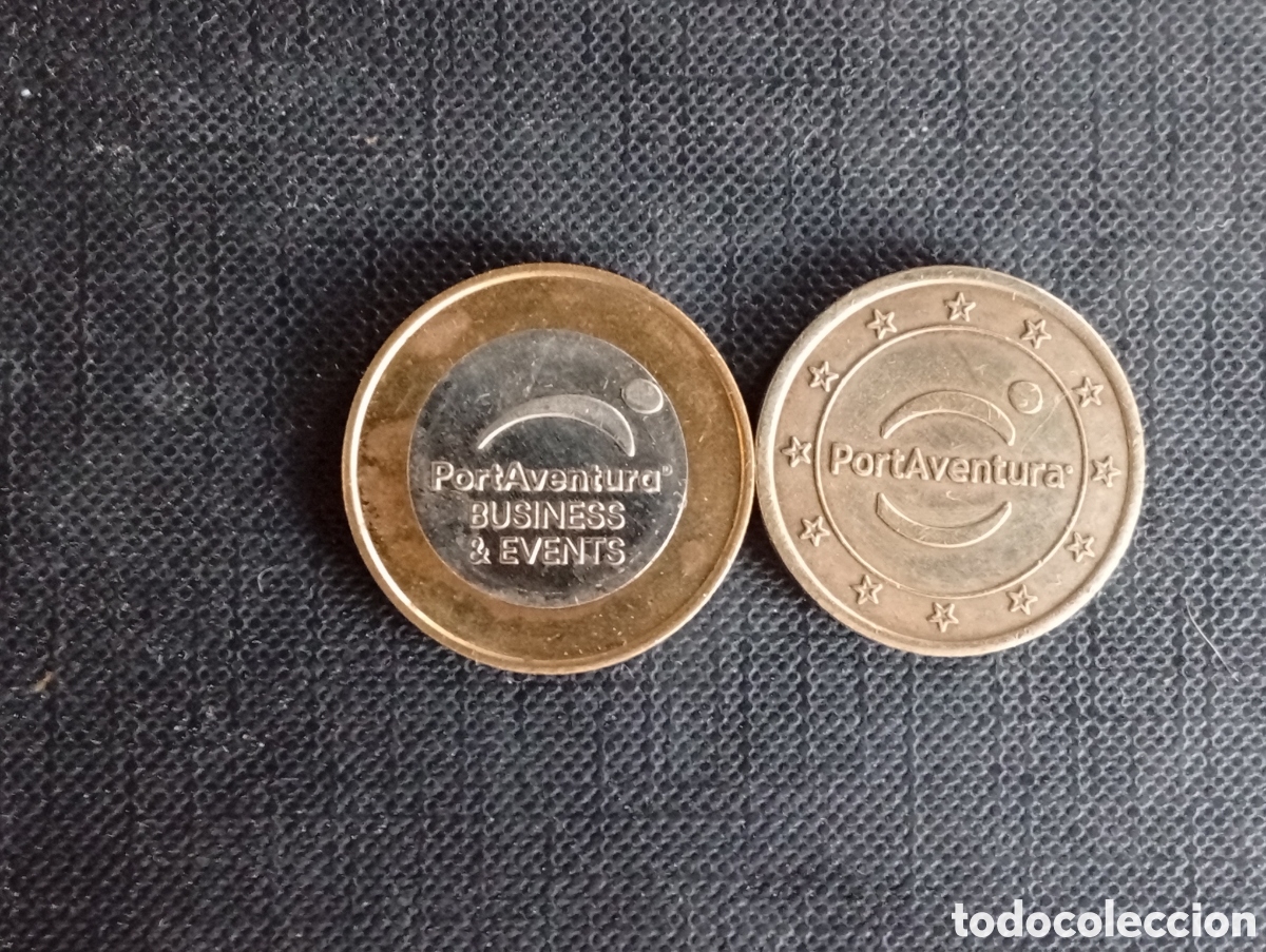 Material numism&aacute;tico: Conjunto de 2 monedas Port Aventura - Foto 2