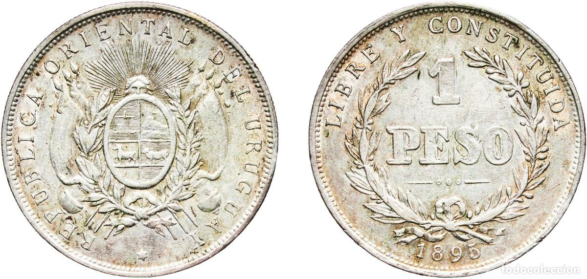 Numismatic Material: Uruguay Oriental Republic of Uruguay 1895 1 Peso Silver (.900) Buenos Aires Mint (1000000) 24.91g X