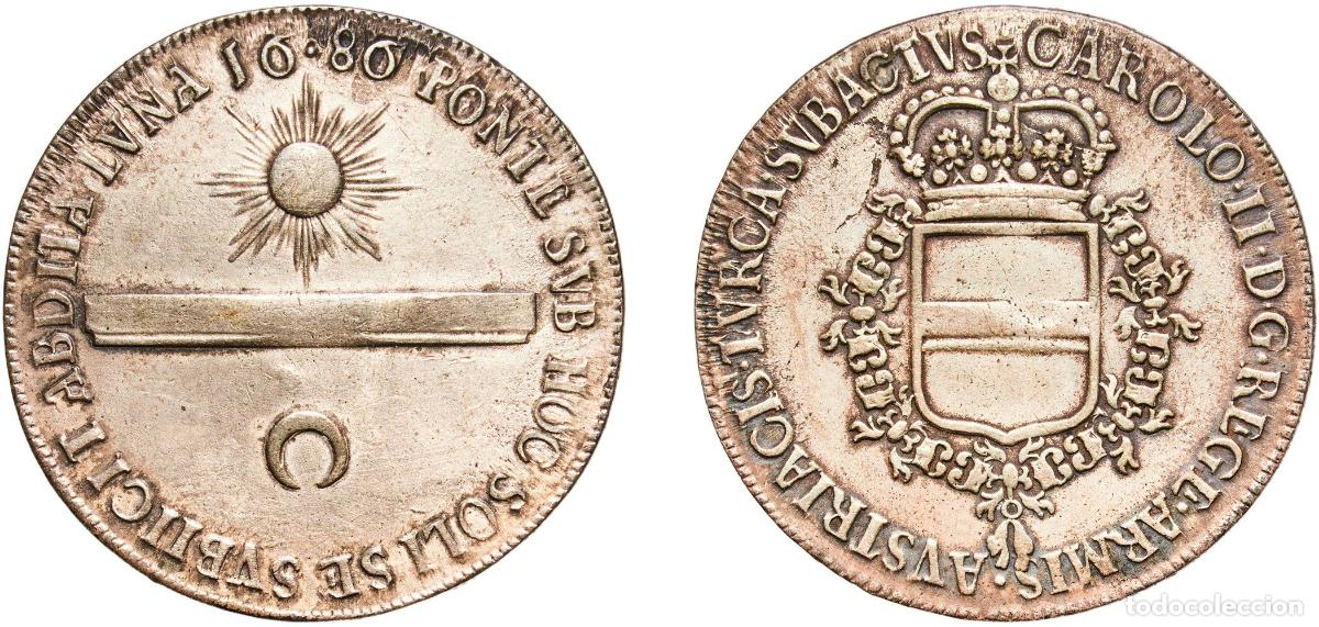 Numismatic Material: Spanish Netherlands 1686 Counter token - On the help of Charles II of Spain against the Turks Coppe