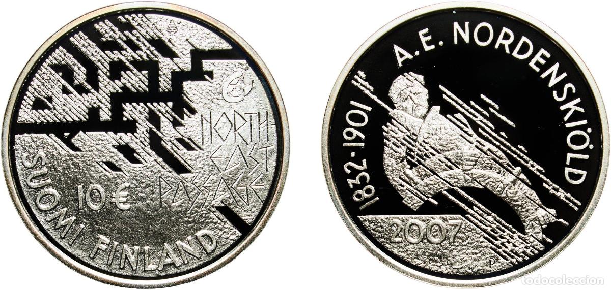 Materiale numismatico: Finland Republic 2007 10 Euros (A. E. Nordenski&ouml;ld) Silver (.925) Mint of Finland (33000) 25.3g PF