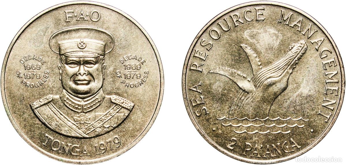 Materiale numismatico: Tonga Kingdom 1979 2 Pa'anga - Taufa'ahau Tupou IV (Humpback Whale) Copper-nickel Royal Australian