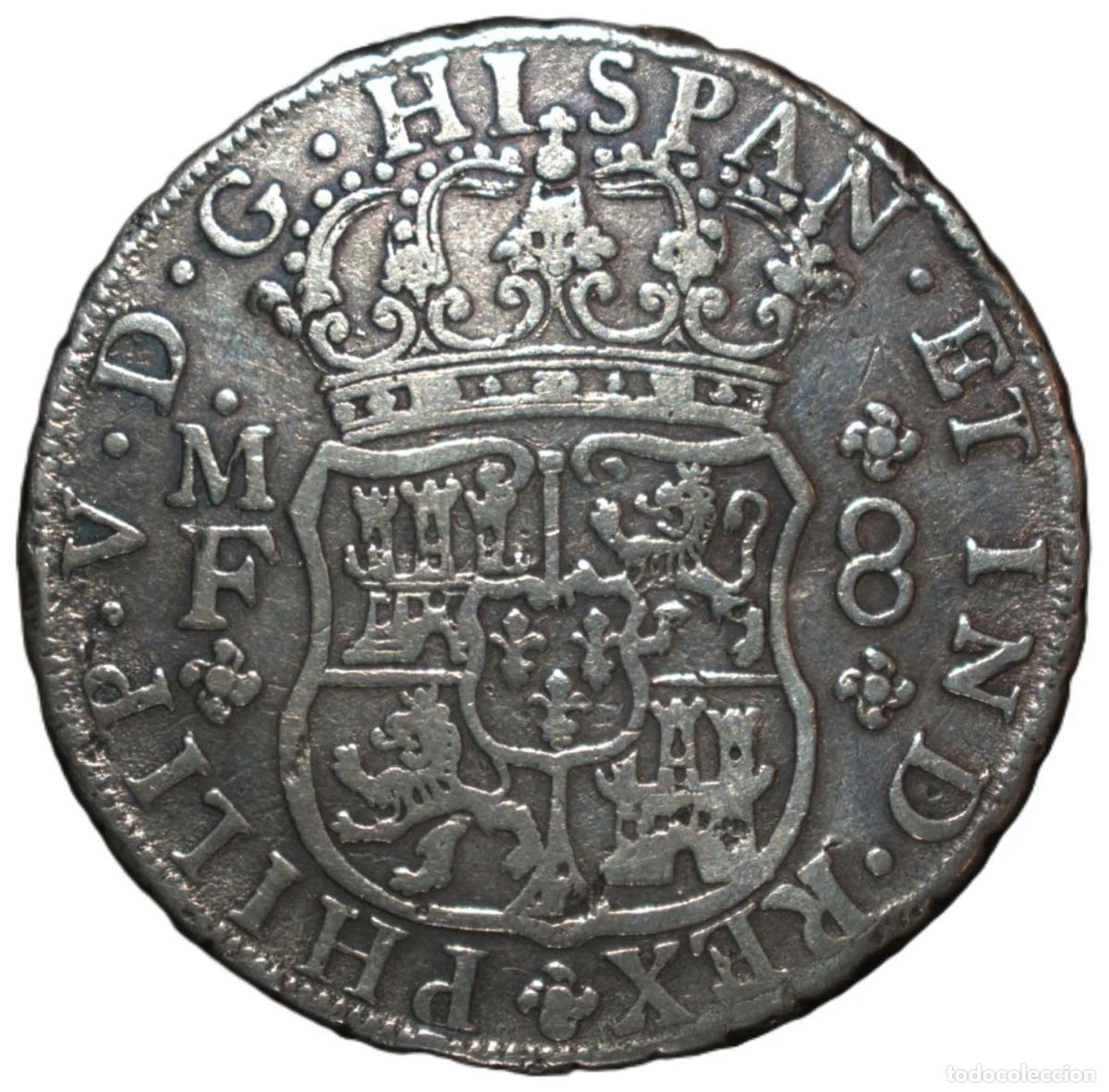 Mat&eacute;riel numismatique: 1736. Felipe V. 8 Reales Columnario. Mejico MF