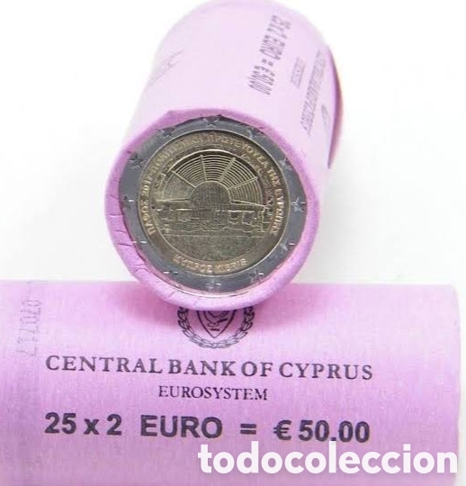 Material numism&aacute;tico: Cartucho 2 Euros Chipre 2017 Conmemorativa &rdquo;Pafos Capital Europea de la Cultura&rdquo; (2&euro; x 25 monedas)