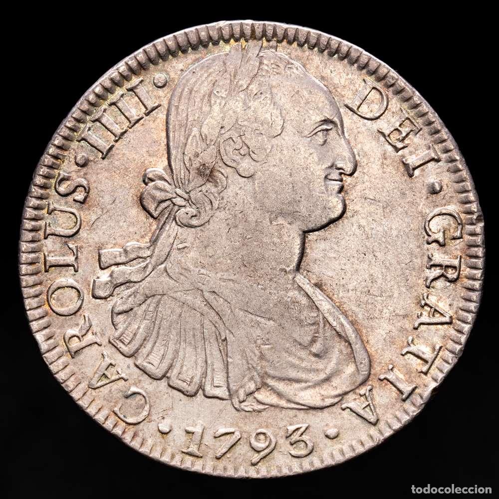 Material numism&aacute;tico: Carlos IV (1788-1808). 8 reales. 1793. M&eacute;xico. FM. (Cal-955). Ag. 26,94 gramos. Suave p&aacute;tina. MBC+.